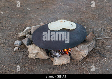 Druze pita bread on a tabun Stock Photo