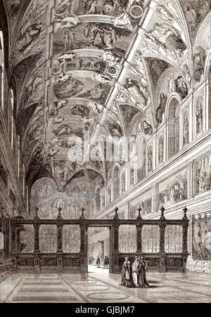 The Sistine Chapel, Apostolic Palace, Vatican City, 19th century Stock Photo