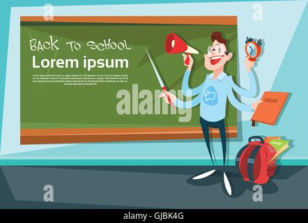 Sport Trainer Over Class Board Back To School Education Banner Stock Vector