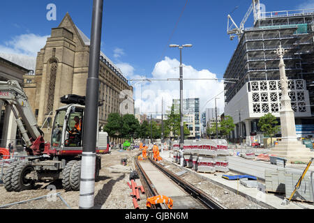 Building of the Phase 2CC – Second City Crossing for Manchester Metrolink, St Peters Square, North West England, UK , M2 5PD Stock Photo