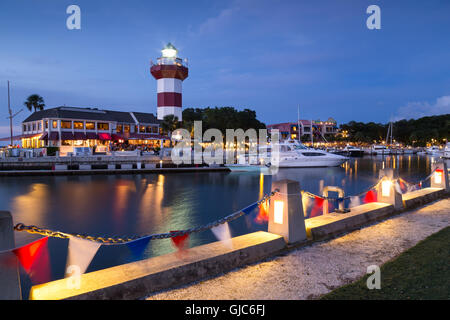 Twilight Over Harbour Town, Hilton Head Island, South Carolina Stock Photo