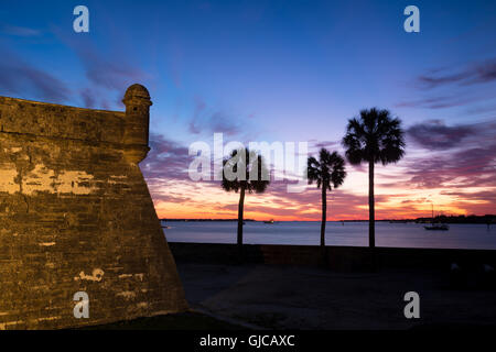 Castillo de San Marcos at Sunrise, St. Augustine, Florida Stock Photo