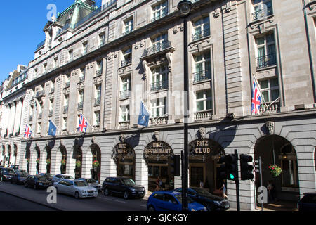 The Ritz Hotel Grade II listed 5 star hotel located in Piccadilly in London showing the Exterior of the restaurant Stock Photo