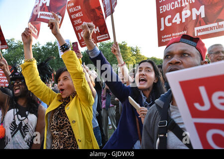 Highbury Fields, London, UK. 15th August 2016. Jeremy Corbyn speaks at ...