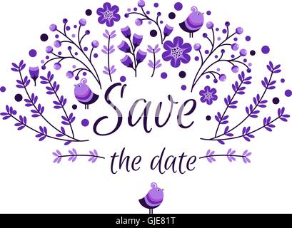 Set of vector floral frames. Cute collection of wreaths made of hand drawn leaves and flowers. Vintage set for invitations. save the date cards and other design. Stock Vector