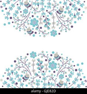 Set of vector floral frames. Cute collection of wreaths made of hand drawn leaves and flowers. Vintage set for invitations. save the date cards and other design. Stock Vector