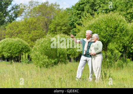 Mature couple in spring park Stock Photo