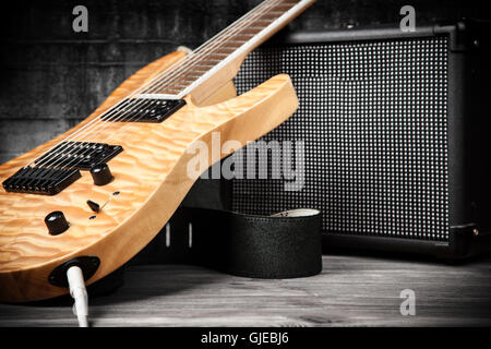 Electric guitar and amplifier Stock Photo