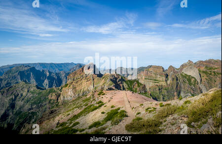 Madeira island mountain landscape view from Pico Arieiro Stock Photo