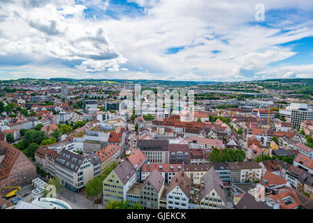 ULM, GERMANY - JUNE 18, 2016: Ulm and Danube river bird view, Germany. Ulm is primarily known for having the tallest church in t