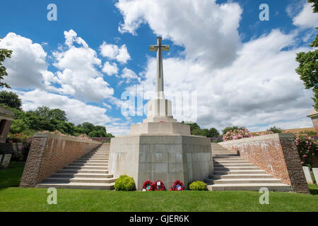 The Cross of Sacrifice at Ancre British Cemetery, Beaumont-Hamel, Picardy, France. Stock Photo