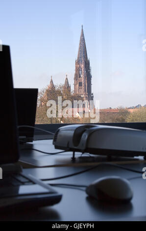 blue office laptop Stock Photo