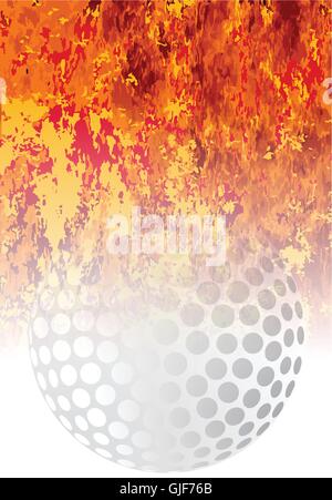 A roaring flames image background with faded golf ball Stock Vector