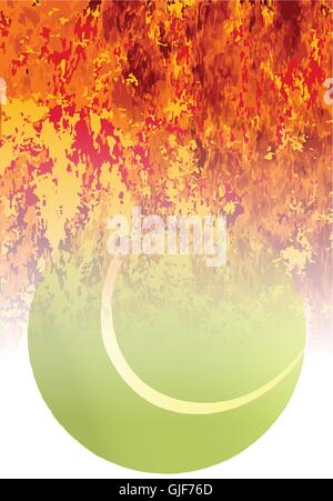 A roaring flames image background with faded tennis ball Stock Vector