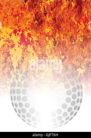 A roaring flames image background with faded hockey ball Stock Vector