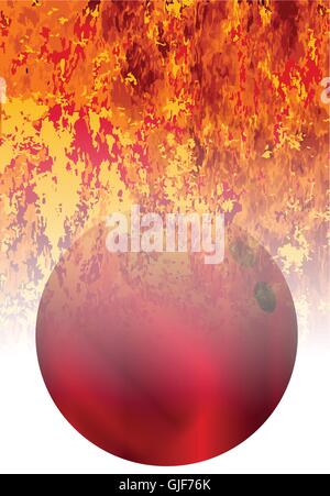 A roaring flames image background with faded bowling ball Stock Vector