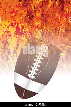 A roaring flames image background with faded football Stock Vector