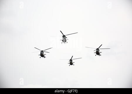 Warsaw, Poland. 15th Aug, 2016. Polish Army helicopters show tattoo during Army Celebration Day. Credit:  Jakob Ratz/Pacific Press/Alamy Live News Stock Photo