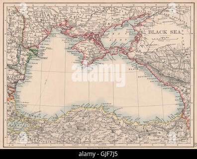 BLACK SEA. Russia Turkey Crimea Romania Bulgaria Kutais. JOHNSTON, 1906 map Stock Photo