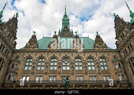 Hamburg, Germany – August 8, 2016: Hamburg City Hall with clouds in the background Stock Photo