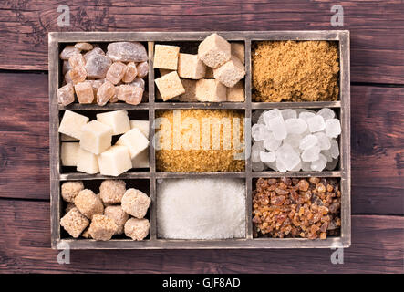 Various kinds of sugar in box Stock Photo