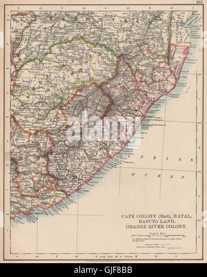 COLONIAL EASTERN CAPE. Cape Colony Natal Lesotho Orange River Colony, 1906 map Stock Photo