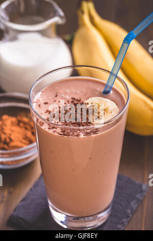 Chocolate banana smoothie Stock Photo