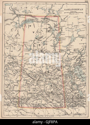 SASKATCHEWAN. Province map Railroads Canada British North America. JOHNSTON 1906 Stock Photo