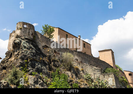 Corte citadel in Corsica island, a popular travel destination in France. Stock Photo