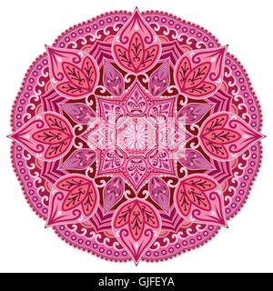 Red mandala. Vector background. Card or invitation. Pink Wedding. Geometric circle element. Indian, islamic, ottoman elements. Stock Vector