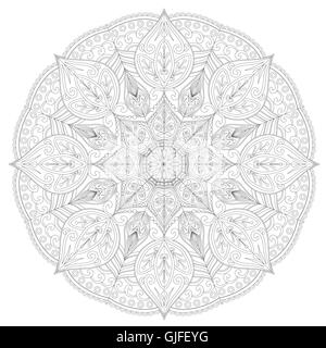 Coloring book for adults. Page coloring book. Zentangle and doodling ornament. Round lace pattern. Stock Vector