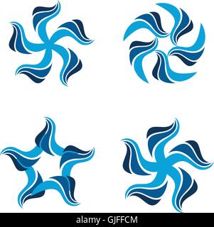 Isolated abstract flowers vector logo set. Floral elements. Water logotypes. Stock Vector