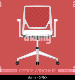 White modern office armchair over red background. Digital vector image Stock Vector