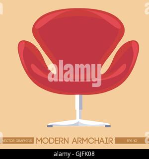 Red modern armchair over peach background. Digital vector image Stock Vector