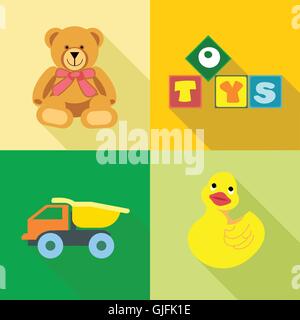 Kids toys icons set, in outlines. Digital vector image Stock Vector