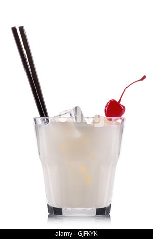 White russian cocktail in old fashioned glass isolated on white background Stock Photo