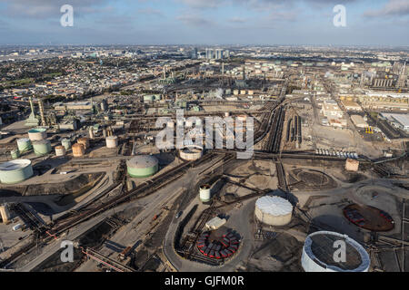 El Segundo, California, USA - August 6, 2016:  Afternoon aerial view of sprawling oil refinery near Los Angeles in Southern Cali Stock Photo