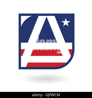 letter A logo emblem in American flag style abstract vector illustration Stock Vector