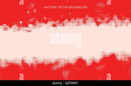 horizontal red color halftone abstract vector background Stock Vector