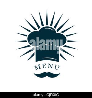chef hat with mustache restaurant logo vector illustration Stock Vector
