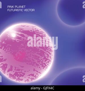 pink planet futuristic abstract vector background Stock Vector