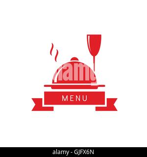 wine glass with dish restaurant menu logo abstract vector illustration Stock Vector