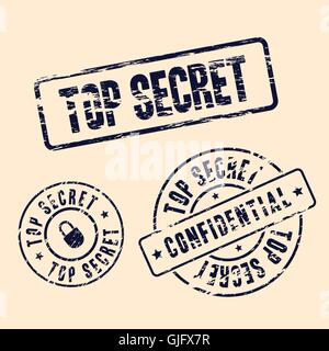 top secret stamp set abstract vector illustration Stock Vector