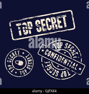 top secret stamp set on dark background abstract vector illustration Stock Vector