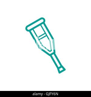 Crutch thin line icon isolated on beige background Stock Vector