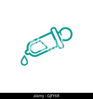 Dropper thin line icon isolated on beige background Stock Vector
