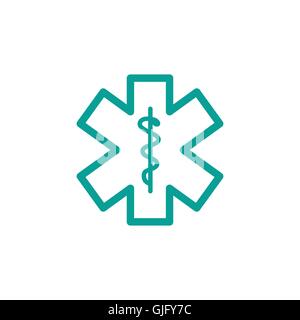 Caduceus icon sign thin line icon isolated on beige background Stock Vector