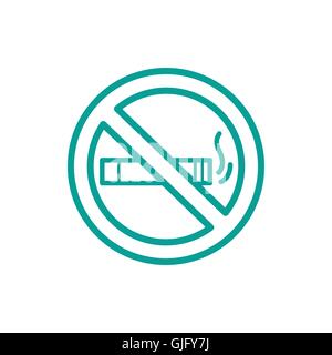 No smoking icon sign thin line icon isolated on beige background Stock Vector