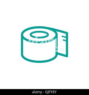 Toilet Paper thin line icon isolated on beige background Stock Vector