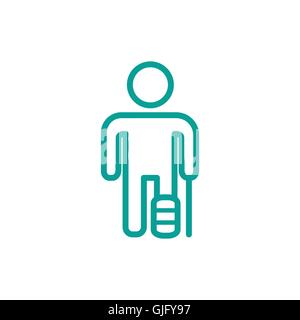 Injured leg thin line icon isolated on beige background Stock Vector
